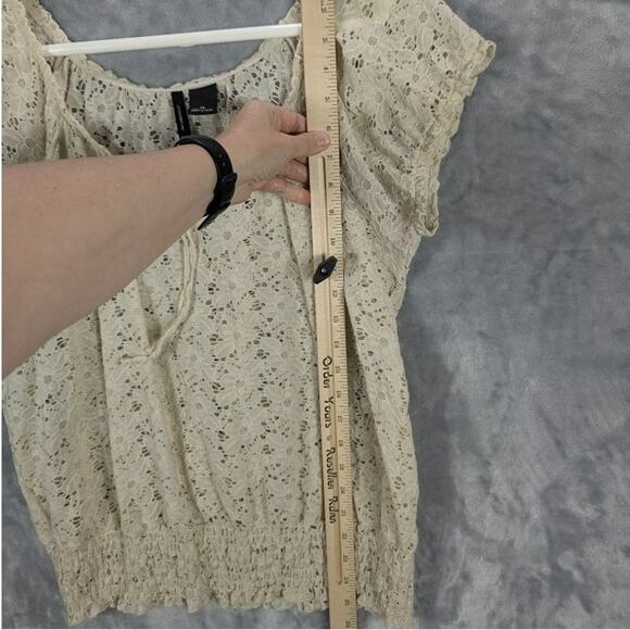 Vintage Y2K New Directions Shirt Womens Extra Large Off White Boho Floral Fairy - Picture 4 of 6